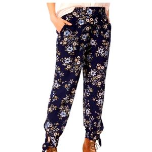 Maison Jules Floral Print Ankle Tie Harem Pants Women Size M ( NWT)